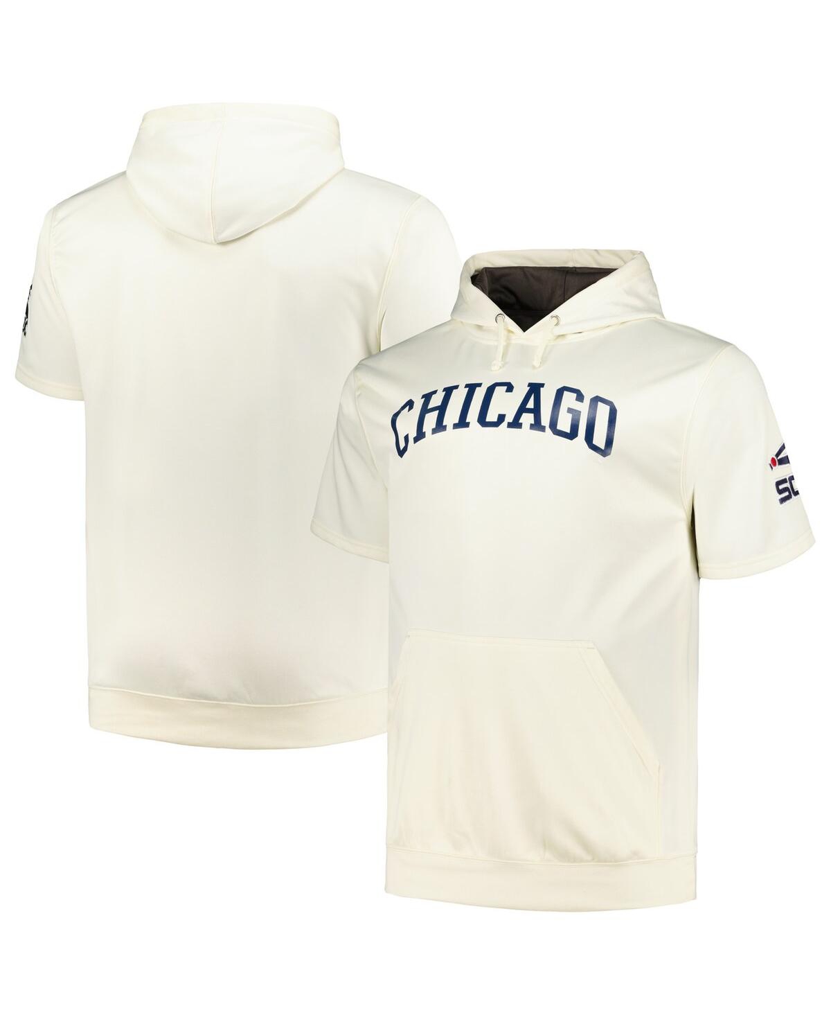 Men's Profile Oatmeal Chicago White Sox Big and Tall Contrast Short Sleeve Pullover Hoodie - Oatmeal