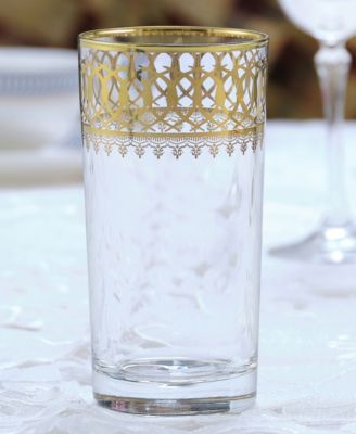 Gold-Tone Embellished High Ball with Gold-Tone Rings, Set of 4