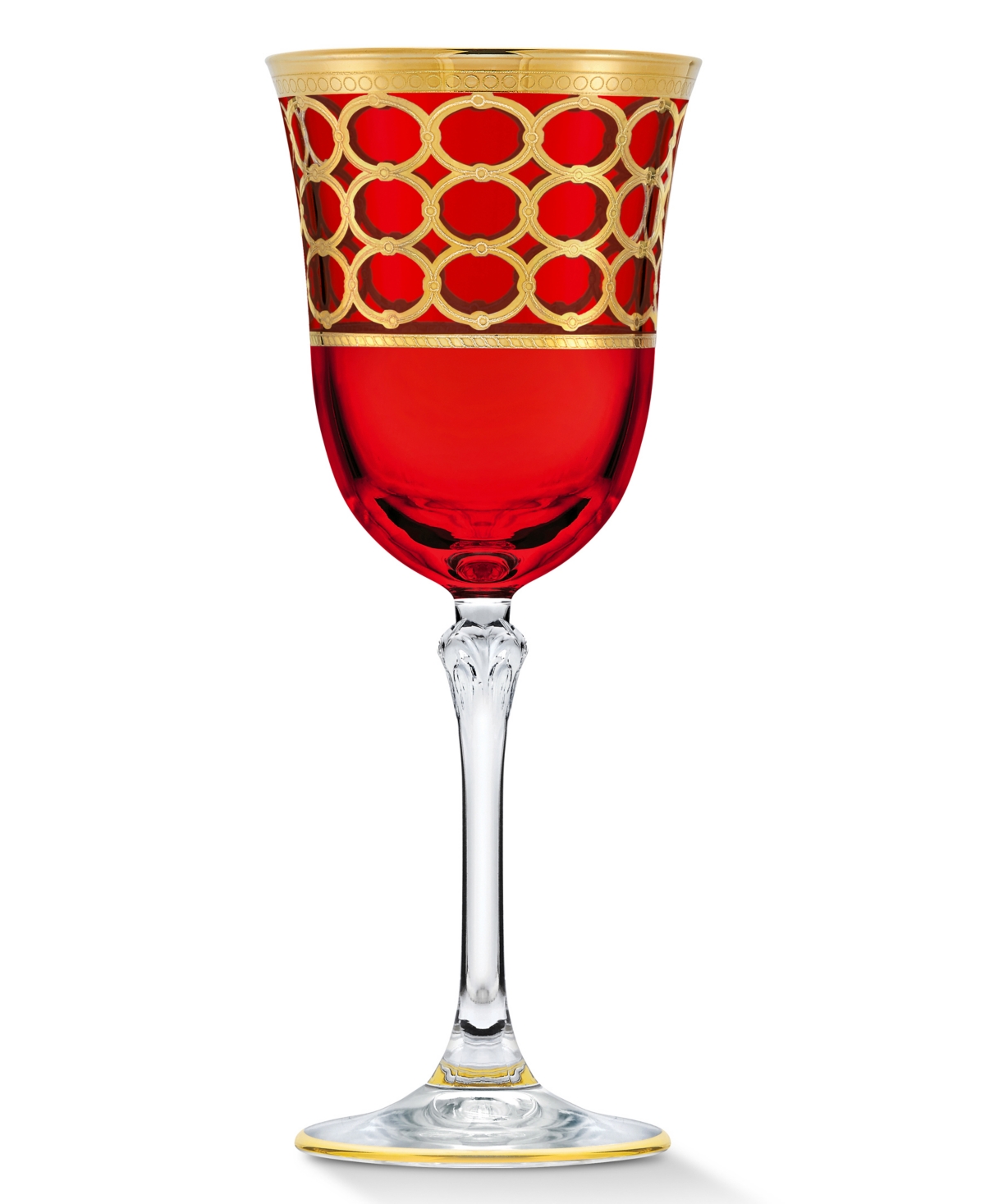 Lorren Home Trendscolor White Wine Goblet with Gold-Tone Rings, Set of 4