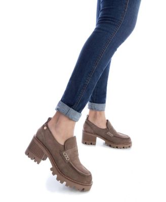 Carmela Collection, Women's Suede Heeled Moccasins By XTI