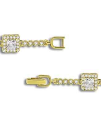 Cubic Zirconia Princess Cut Stones Halo Link Bracelet