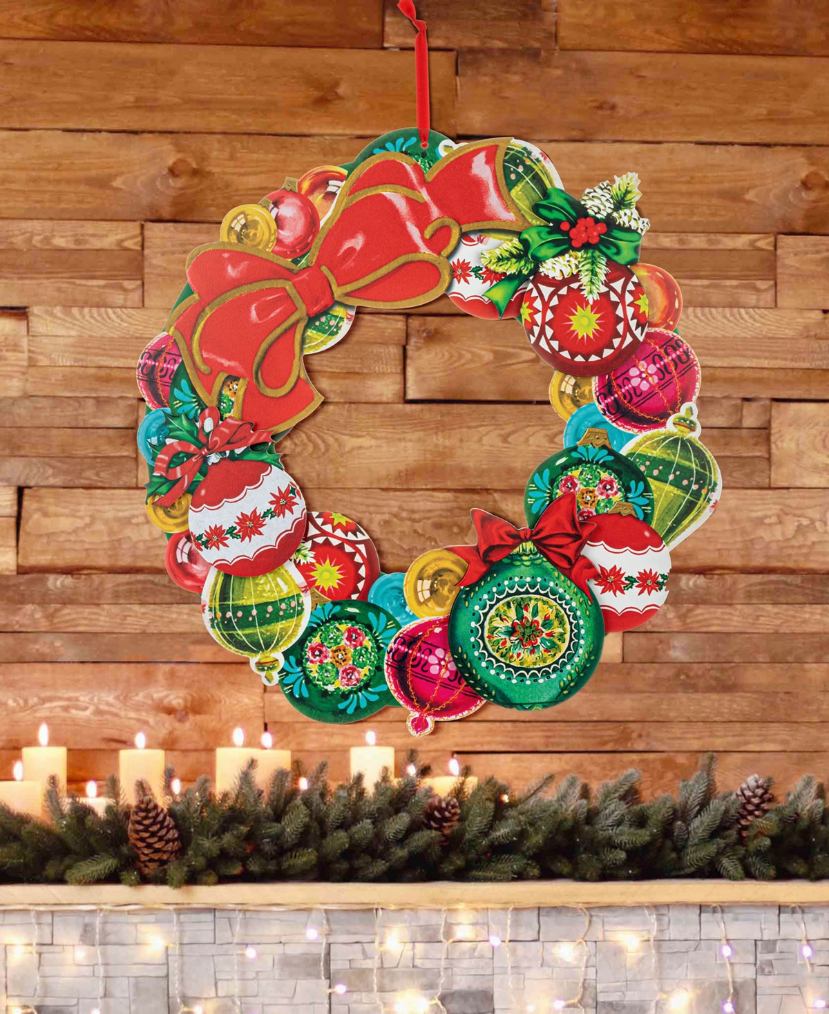 Wooden Wreath Vintage-Like Ornament