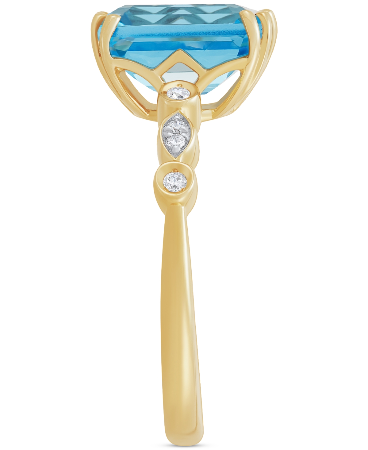 Amethyst (3-1/20 ct. t.w.) & Diamond (1/20 ct. t.w.) Ring in 14K Yellow Gold (Also in Citrine, & Garnet) - Blue Topaz