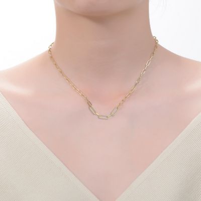 GiGiGirl  Teens/Young Adults 14k Yellow Gold Plated With Cubic Zirconia Elongated Cable Link Chain Necklace