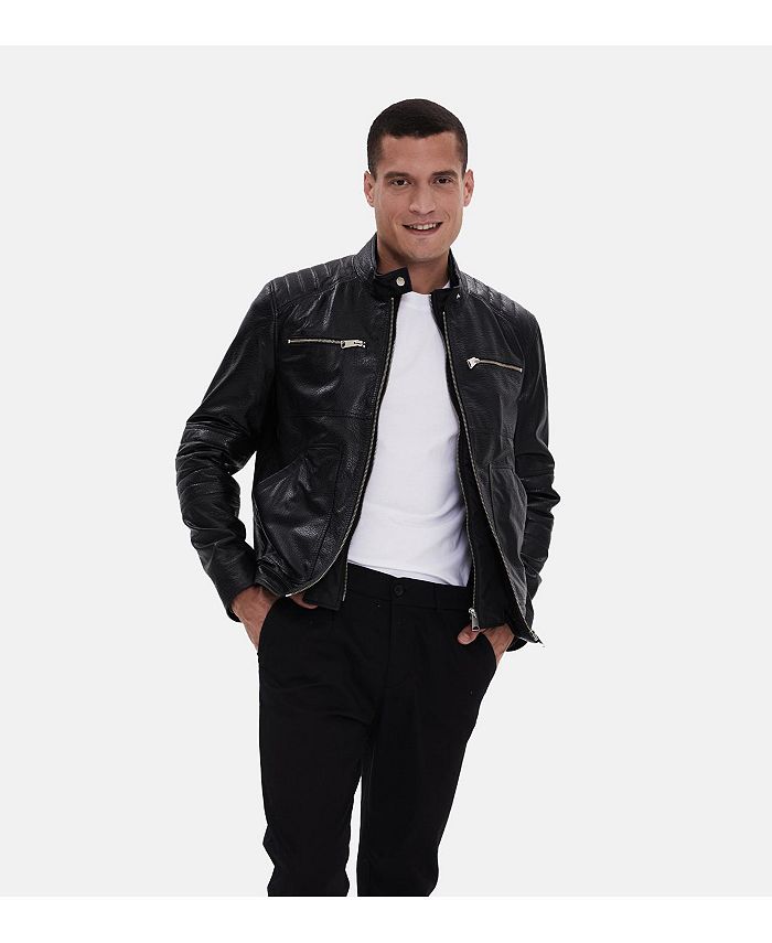 Furniq UK Men's Fashion Leather Jacket, Black - Macy's