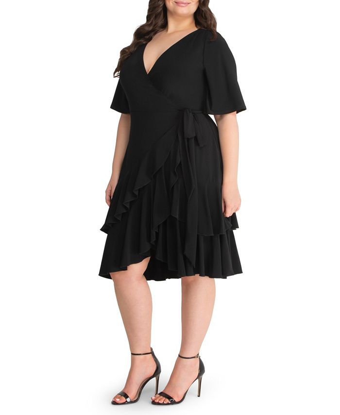 Plus size ruffle deals wrap dress