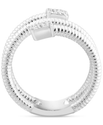 EFFY&reg; Diamond Square Cluster Coil Ring (1/10 ct. t.w.) in Sterling Silver