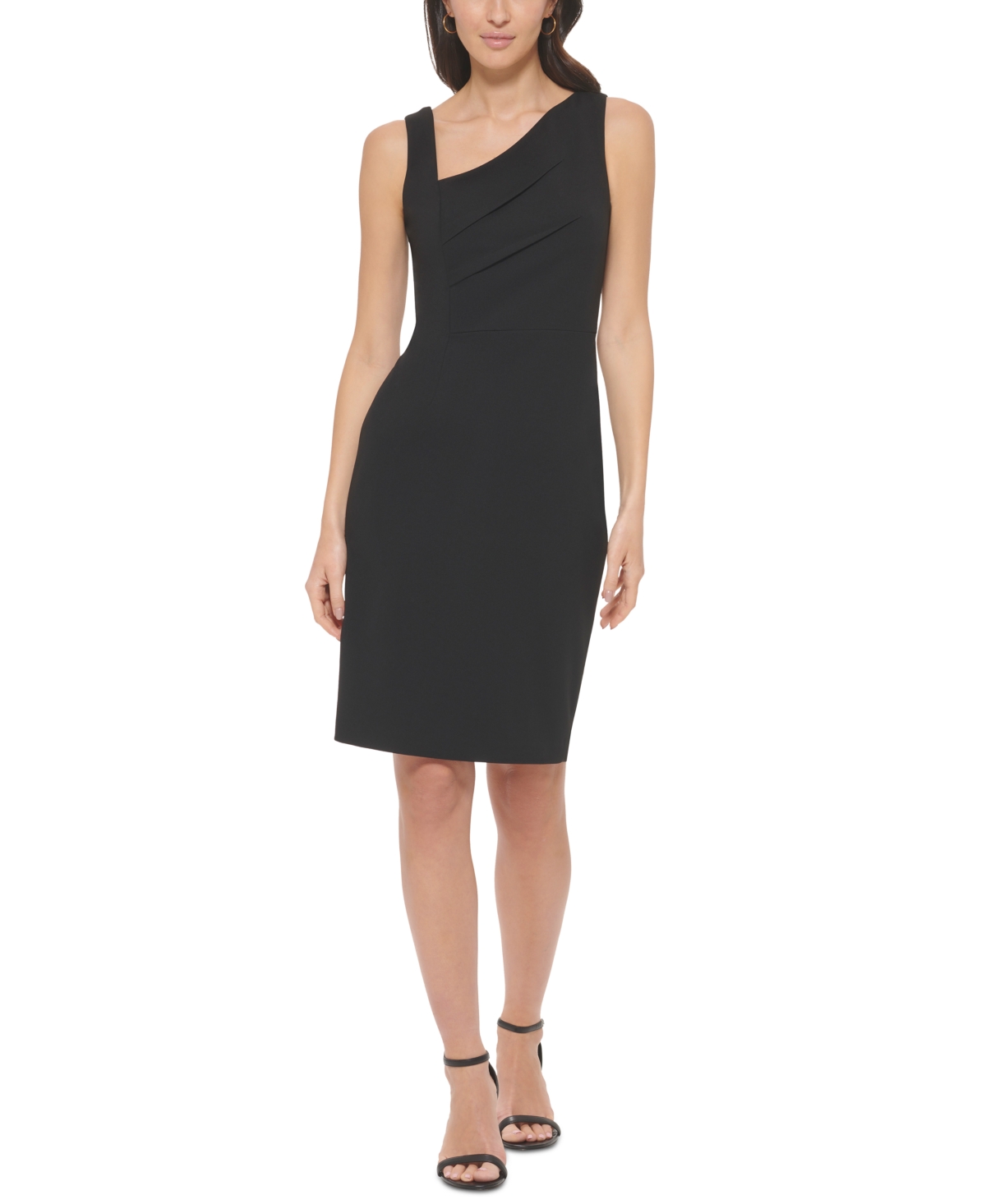 Calvin Klein Women's 3/4-sleeve Belted Tulip Dress In Black