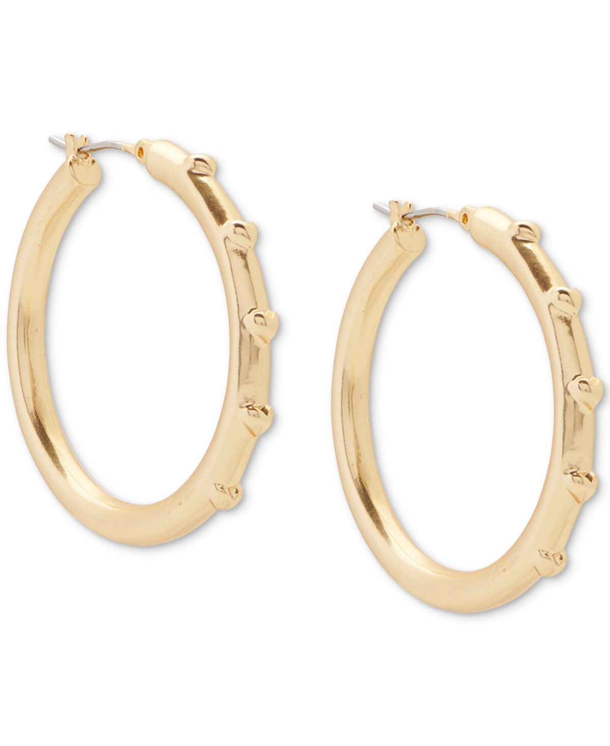 Lucky Brand Granulated Heart Hoop Earrings, 1-1/4" In Gold