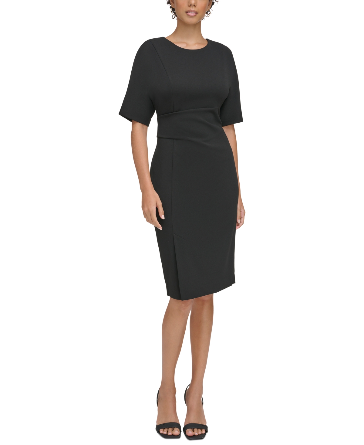 Calvin Klein Women's Short-sleeve Side-tuck-detail Sheath Dress In Black