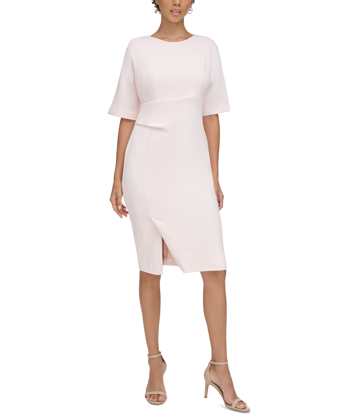 Calvin Klein Women's Short-sleeve Side-tuck-detail Sheath Dress In Blossom