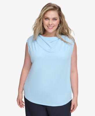 Calvin Klein Plus Size Sleeveless Cowlneck Blouse Macy s