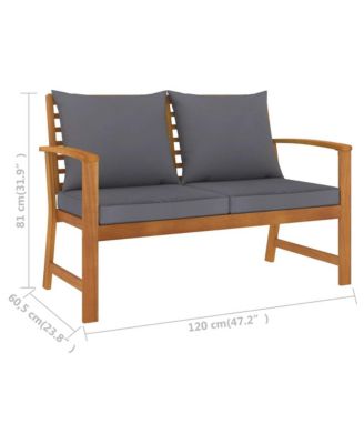Patio Bench 47.2" with Dark Gray Cushion Solid Acacia Wood