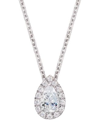 Macy's - Diamond Pear Halo 18" Pendant Necklace (1/3 ct. t.w.) in 14k White Gold
