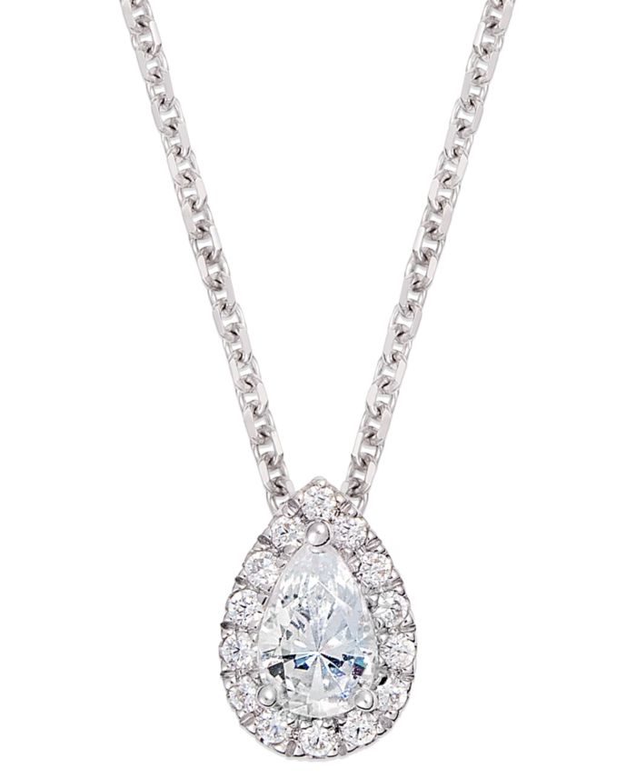 Diamond Pear Halo 18" Pendant Necklace (1/3 ct. t.w.) in 14k Gold