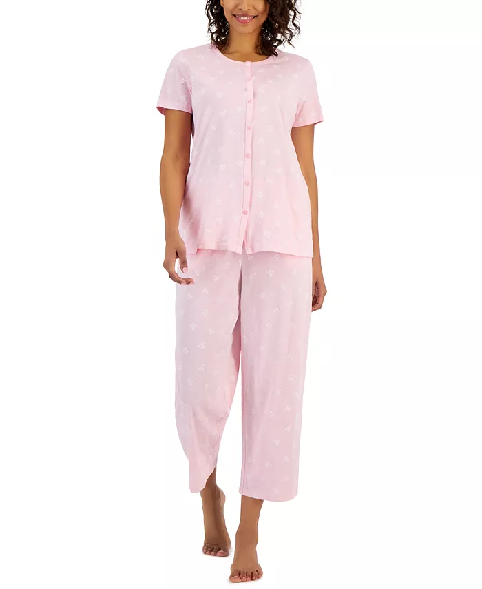 Women's 2-Pc. Cotton Printed Cropped Pajamas Set - thumbnail 4