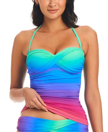 Bleu by Rod Beattie Printed Twist Bandeau Tankini Top Women's Swimsuit main image 0