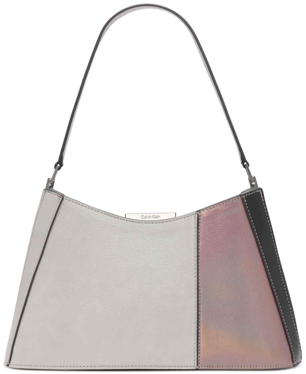 Calvin Klein Wren Shoulder Bag With Magnetic Snap In Stone,iridescent,black