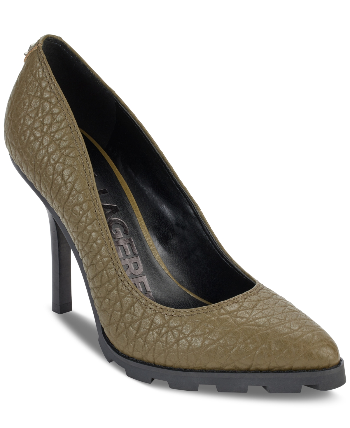 Karl Lagerfeld Madelyn Slip On Pointed Toe Pumps In Olv:olive