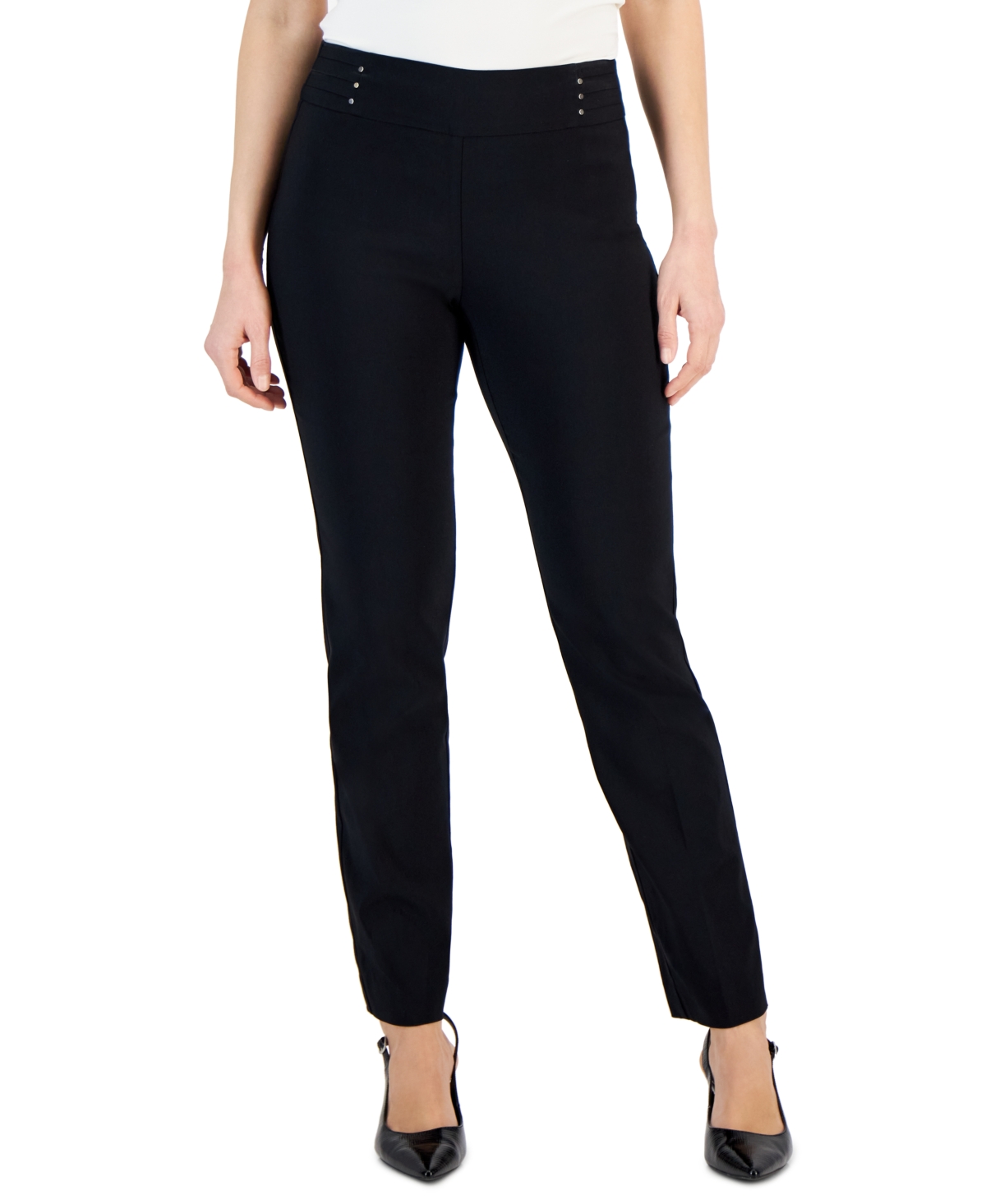 JM COLLECTION PETITE STUDDED-RIVET STRAIGHT-LEG PANTS, PETITE & PETITE SHORT, CREATED FOR MACY'S 