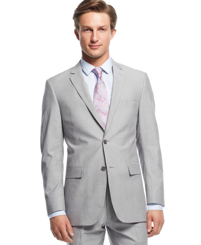 Perry Ellis Light Grey Sharkskin Slim-Fit Suit - Macy's