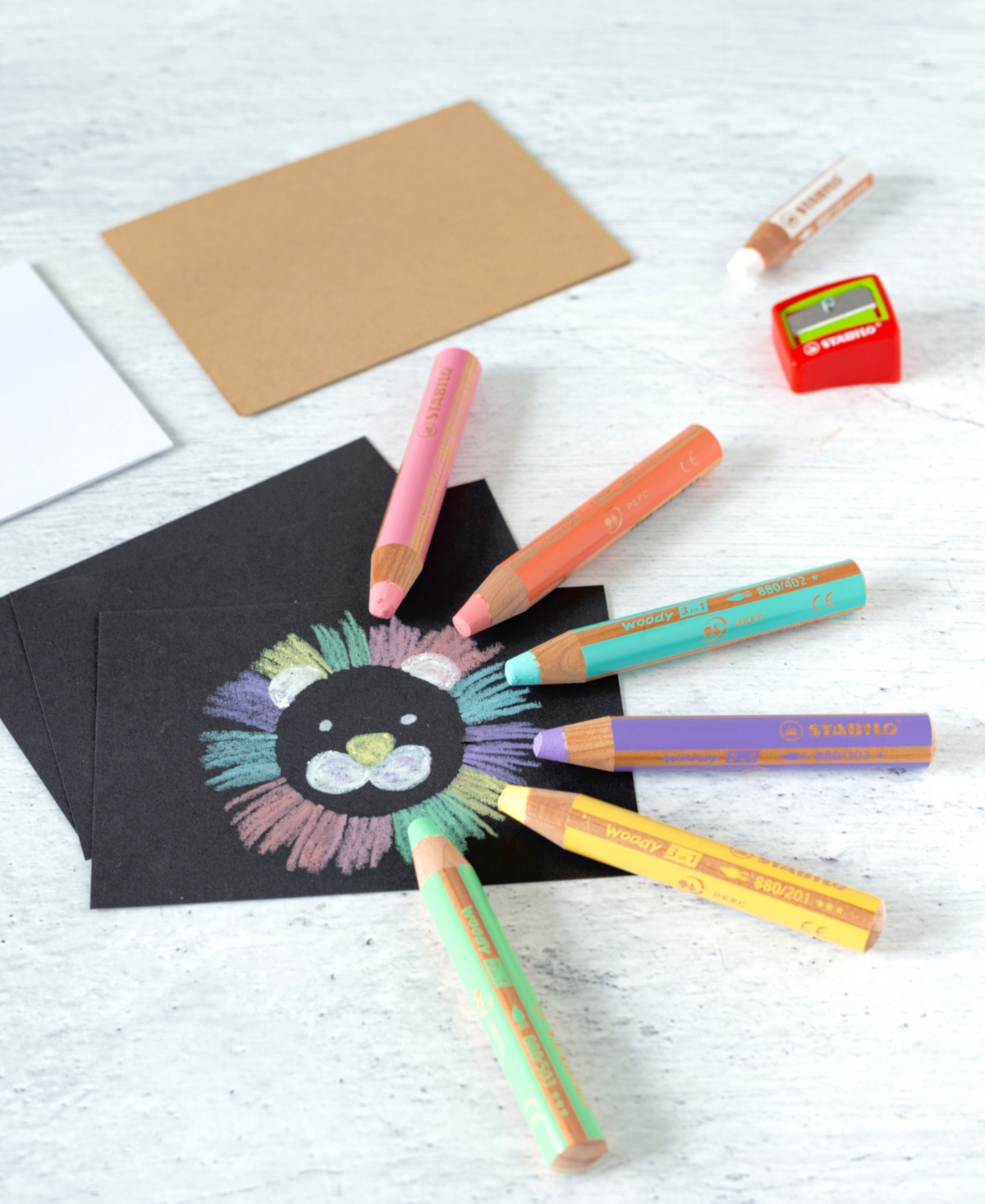 Stabilo Woody 3 In 1 Pencils, Arty, Set Of 18 With Sharpener In Multi-colored