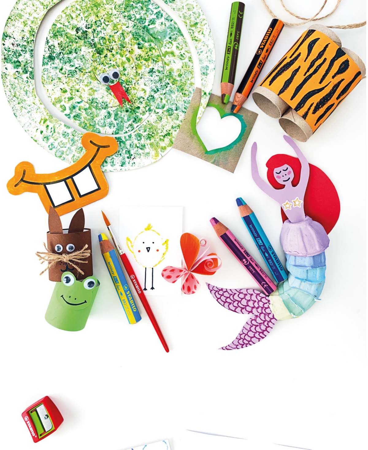 Stabilo Woody 3 In 1 Duo Pencil Set, 10 Piece With Sharpener In Multi-colored