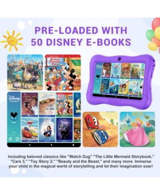 7" Android Kids Tablet 32GB, Includes 50+ Disney Storybooks & Stickers, Protective Case with Kickstand, (2024 Model)