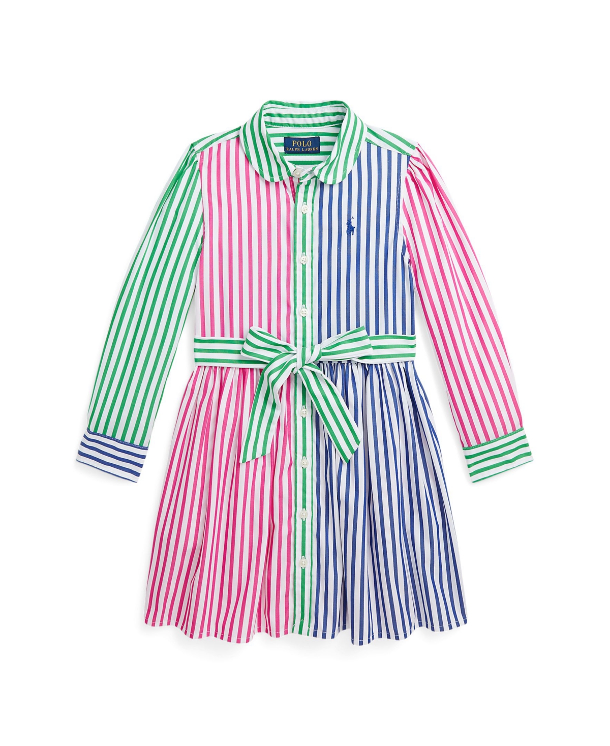 Polo Ralph Lauren Kids' Toddler And Little Girls Striped Cotton Poplin Fun Shirtdress In Multi