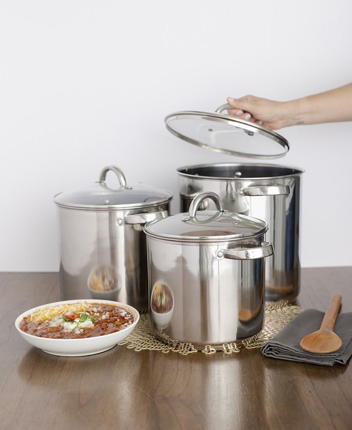 Sedona Kitchen 3-Pc. Stainless Steel Stockpot Set - Macy's