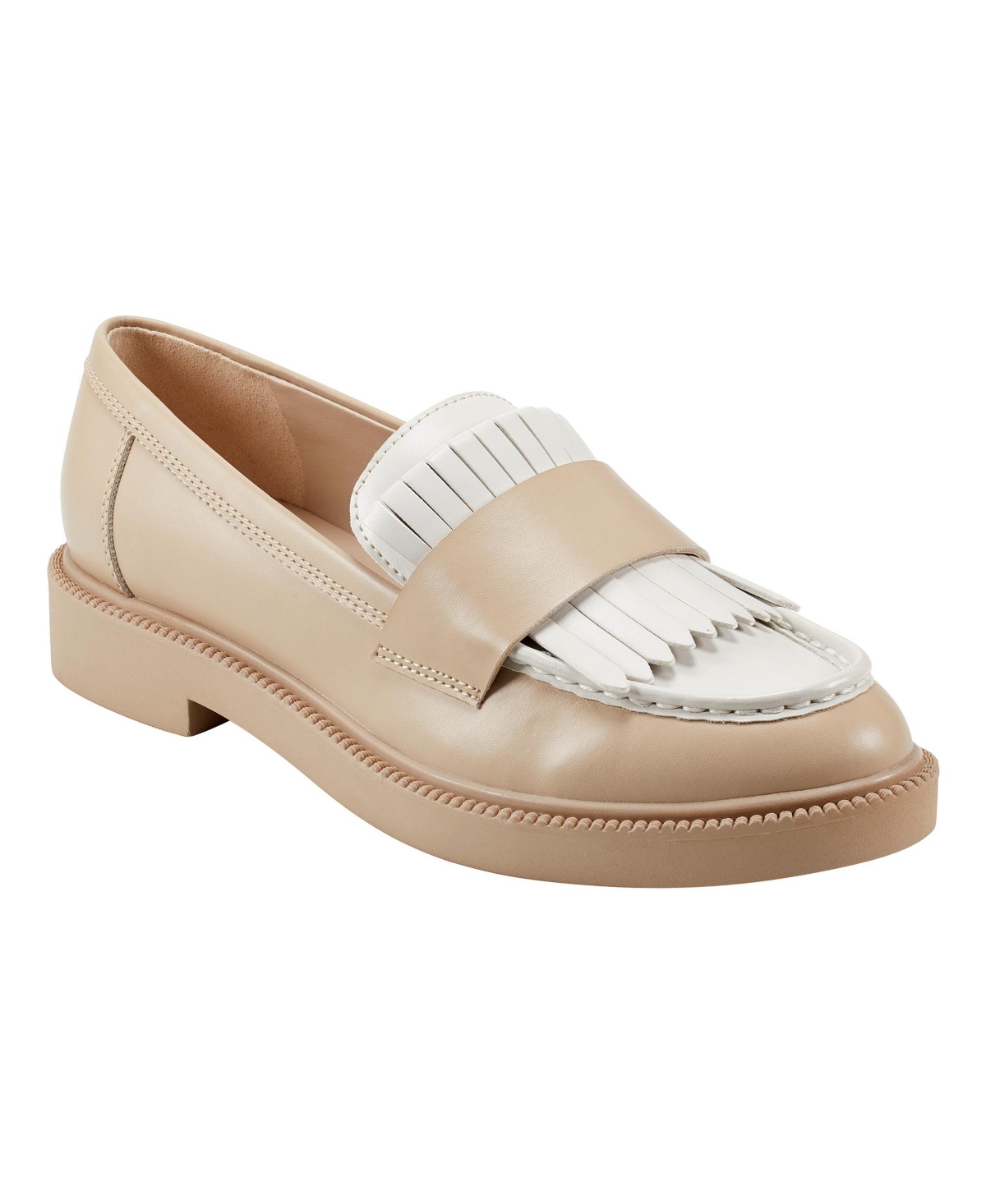 Shop Marc Fisher Women's Calixy Almond Toe Slip-on Casual Loafers In Ivory- Faux Leather