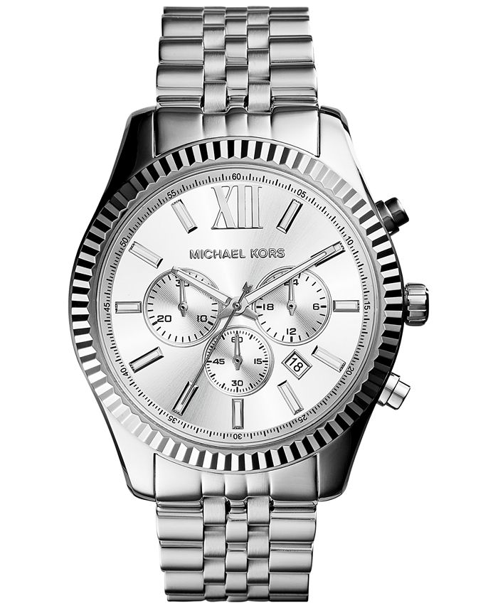 Håndfuld konsensus strop Michael Kors Men's Chronograph Lexington Stainless Steel Bracelet Watch  45mm MK8405 & Reviews - Macy's