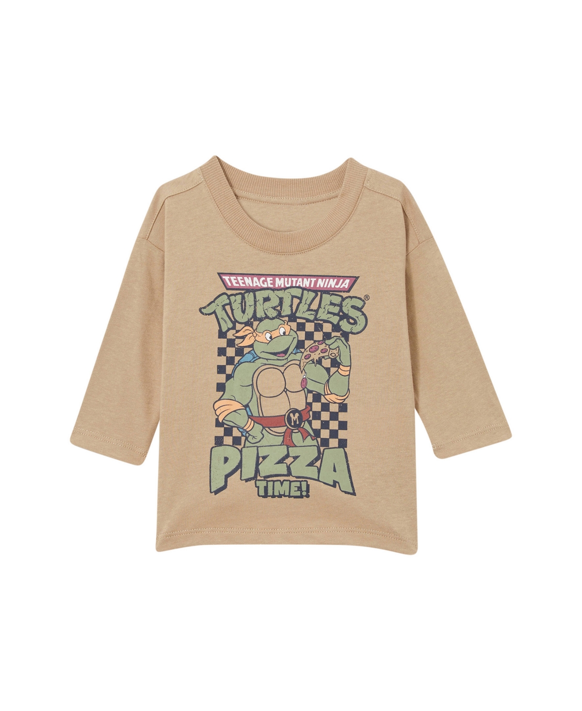 Cotton On Baby Boys Teenage Mutant Ninja Turtles Long Sleeves License T-shirt In Semolina,turtles Pizza Time