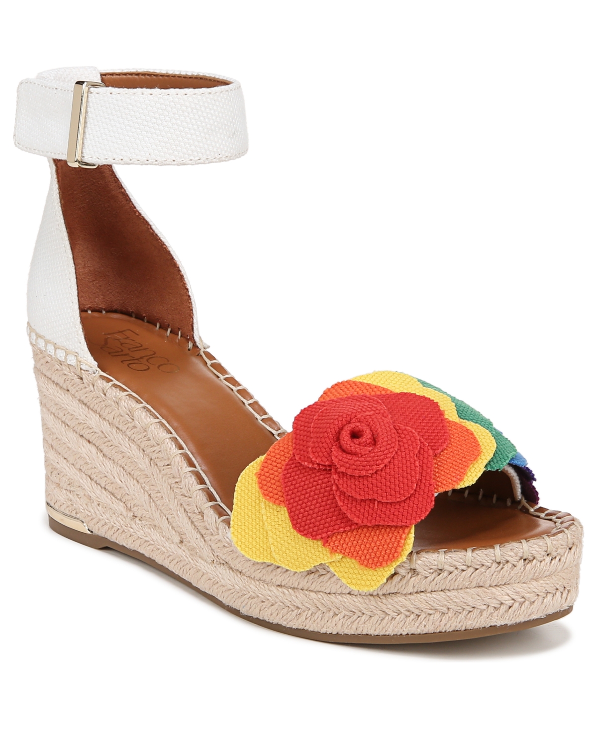 Shop Franco Sarto Women's Clemens-flower Espadrille Wedge Sandals In Rainbow Multi Fabric