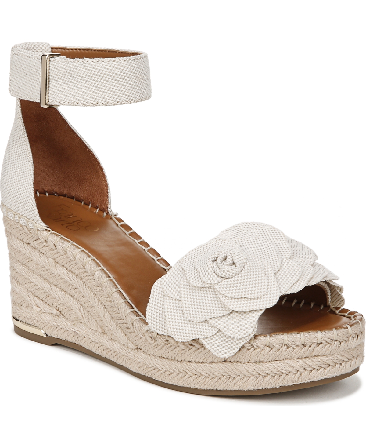 Shop Franco Sarto Women's Clemens-flower Espadrille Wedge Sandals In Natural Beige Fabric