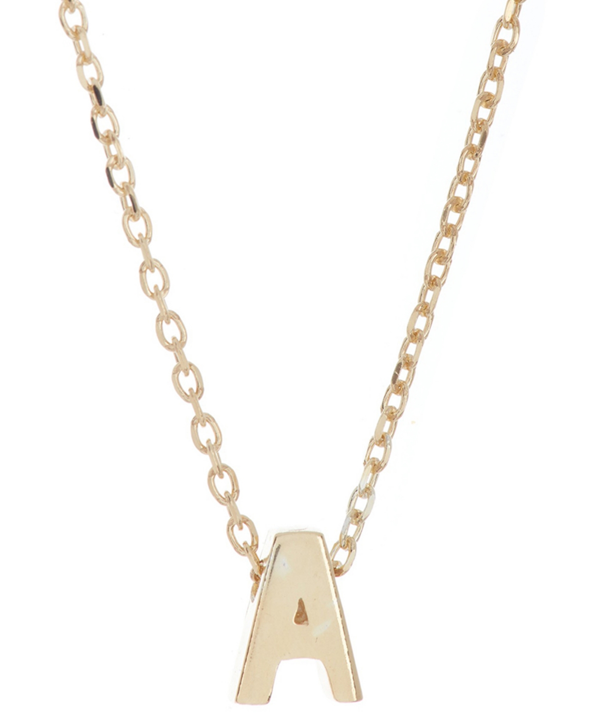 14k Gold-Plated Mini Initial Pendant Necklace, 16" + 2" extender - J