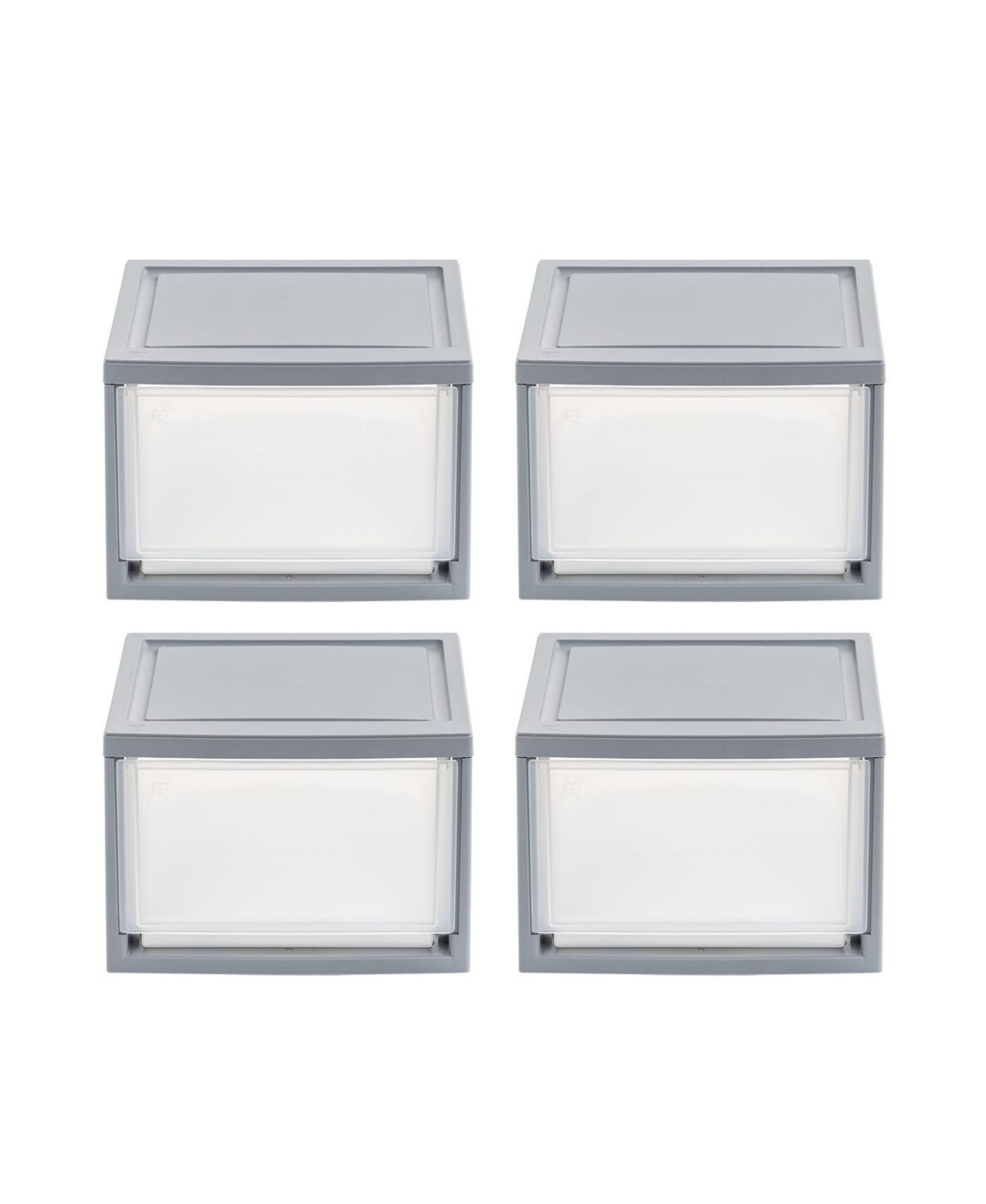 14 Quart Stackable Clear Plastic Storage Drawer, Gray, Set of 4 - Grey