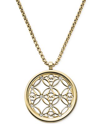 Michael Kors Clear Open Logo Pendant Necklace