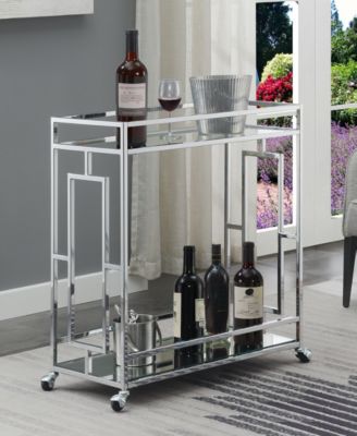 29.25" Mirror Town Square 2 Tier Bar Cart