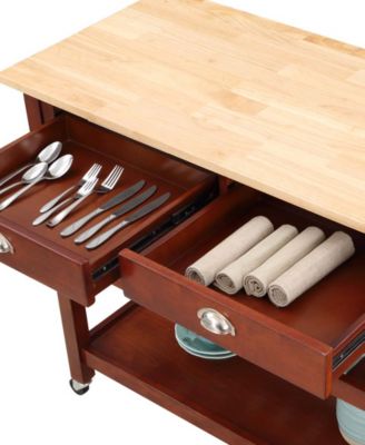 American Heritage 45" Wood 3 Tier Butcher Block Kitchen Cart