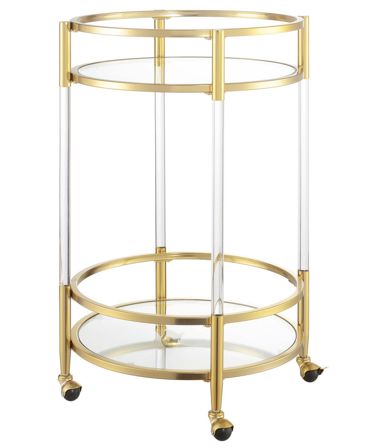 Convenience Concepts 22.25" Glass Royal Crest Acrylic Round Bar Cart In Glass,gold