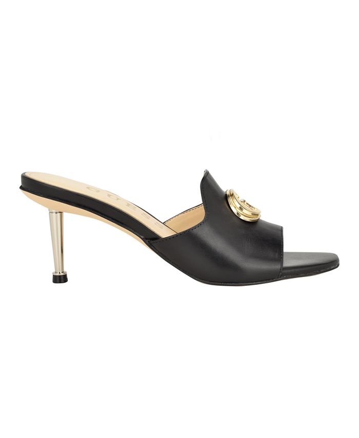 GUESS Women's Snapps Logo Embellished Mule Heel Sandals - Macy's