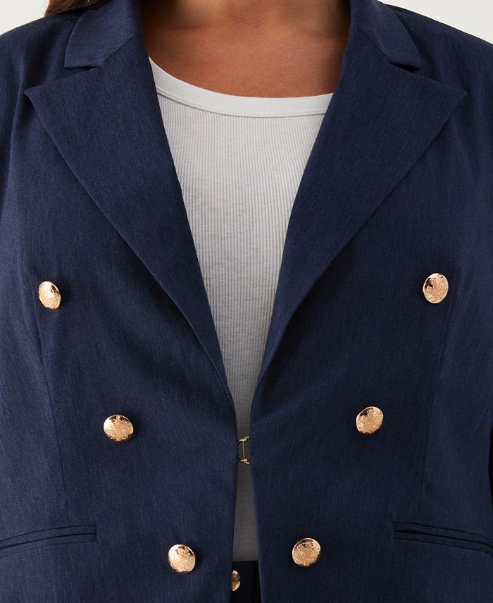 ELLA Rafaella Plus Size Button Detail Blazer Jacket Macy's