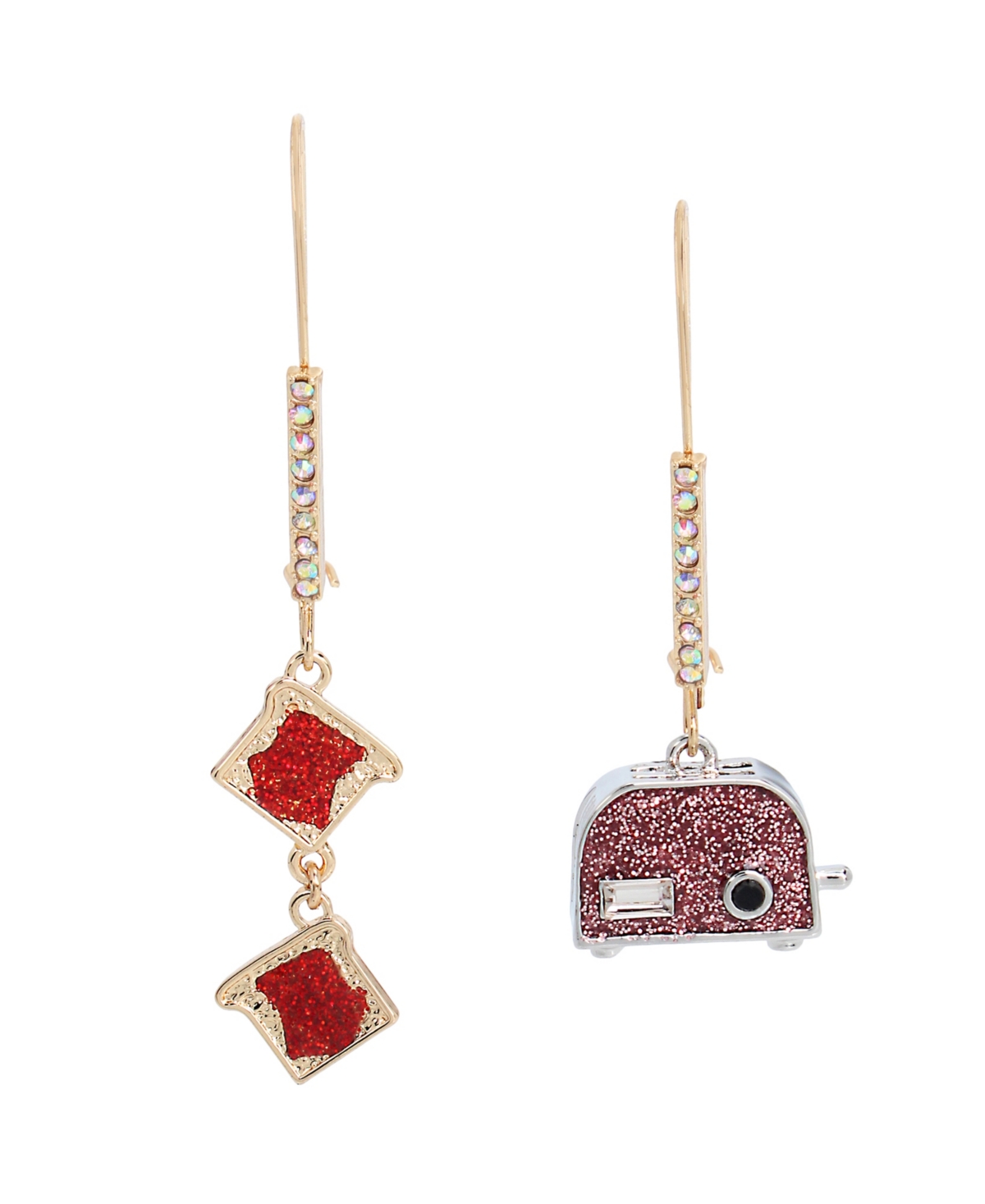 Faux Stone Toaster Mismatch Dangle Earrings - Pink, Gold