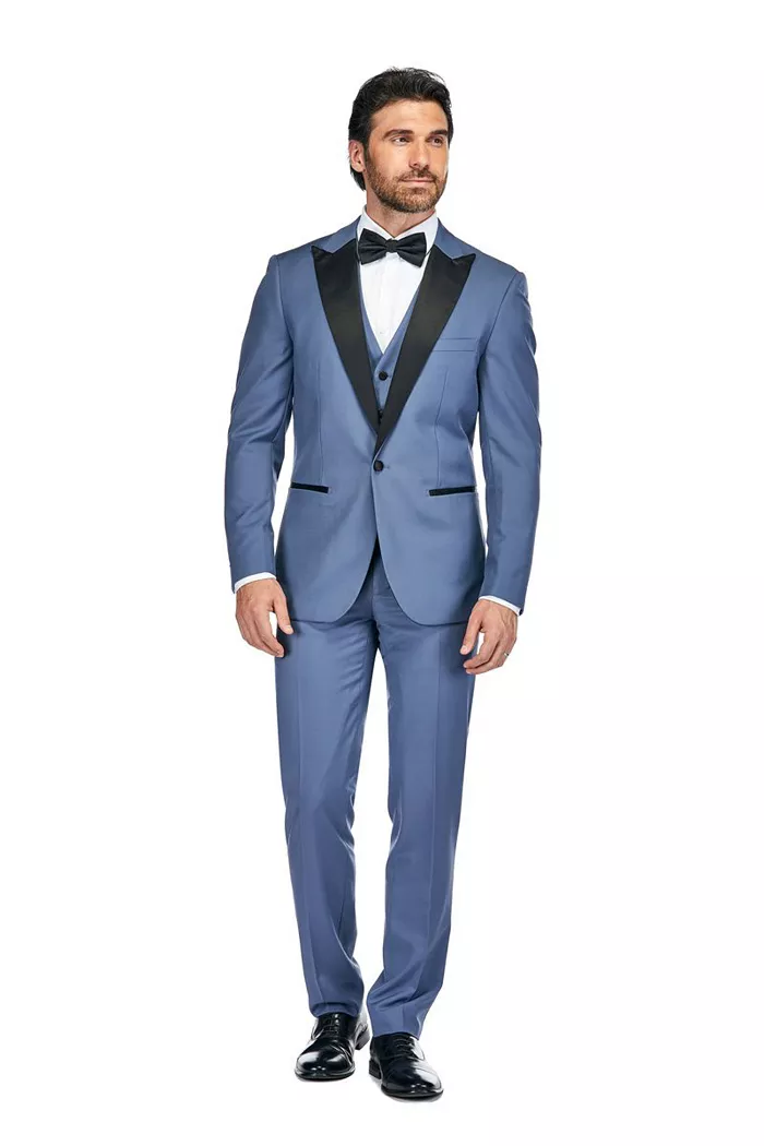Men's 3 Piece Birdseye Peak Lapel Tuxedo Set