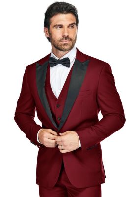 Men's 3-Piece Slim Fit Tuxedo with Peak Lapel
