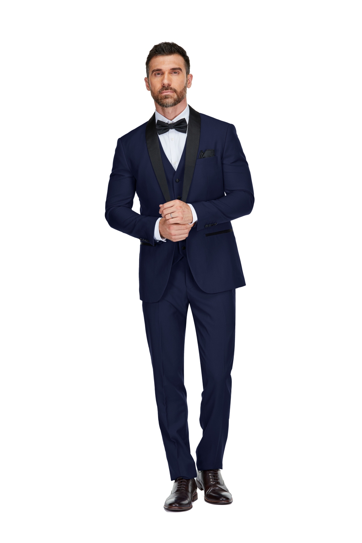 Gino Vitale Men's 3-Piece Slim Fit Shawl Lapel Tuxedo - Navy