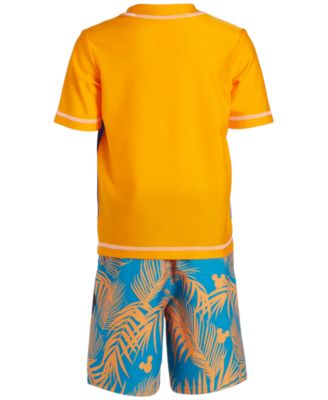 Mickey Mouse Toddler Boys Rash Guard & Swim Trunks, 2 Piece Set