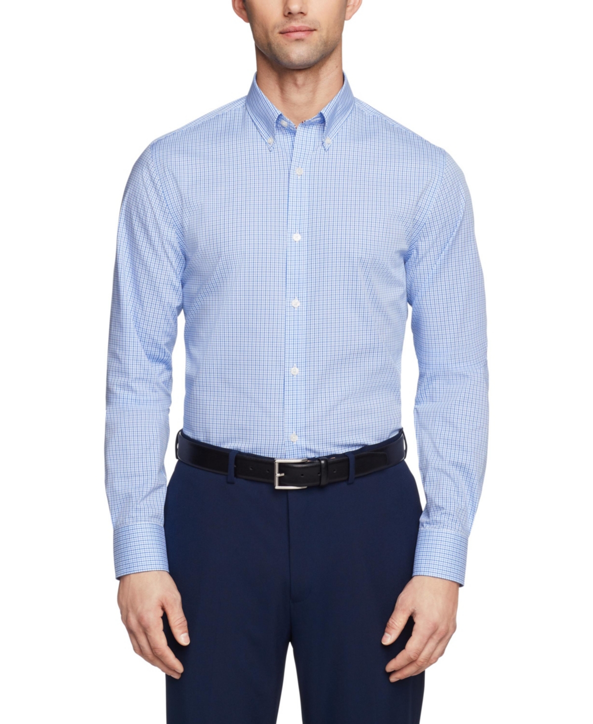 Tommy Hilfiger Men's Th Flex Regular Fit Wrinkle Resistant Stretch Twill Dress Shirt In Th Jab Blue