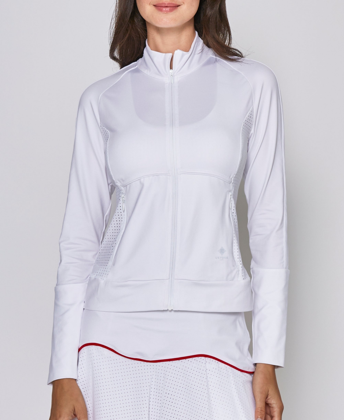 Women's Performance Full-Zip Jacket - White with red trim